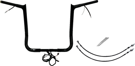 FBI Wired 1-1/4" Pointed Top Handlebar Kits for 14-15 FLHT/FLHX & Trike - Black / 16"
