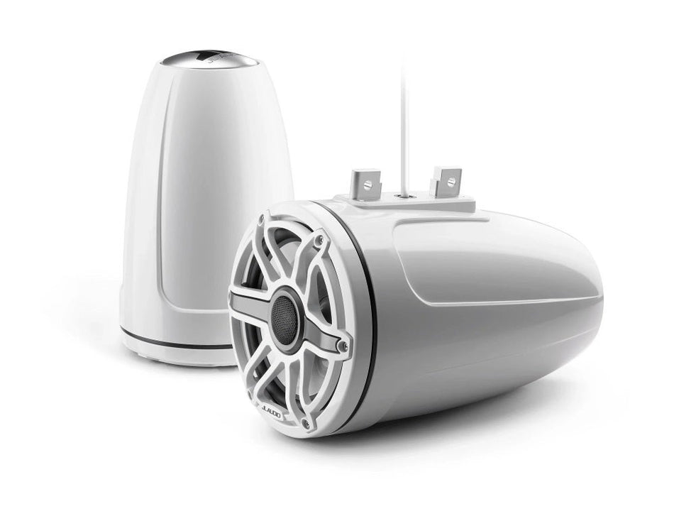 JL Audio 7.7-Inch Enclosed Tower Coaxial System Gloss White Enclosure Sport Grille