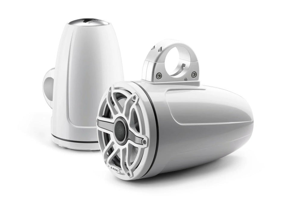 JL Audio 7.7-Inch Enclosed Tower Coaxial System Gloss White Enclosure Sport Grille