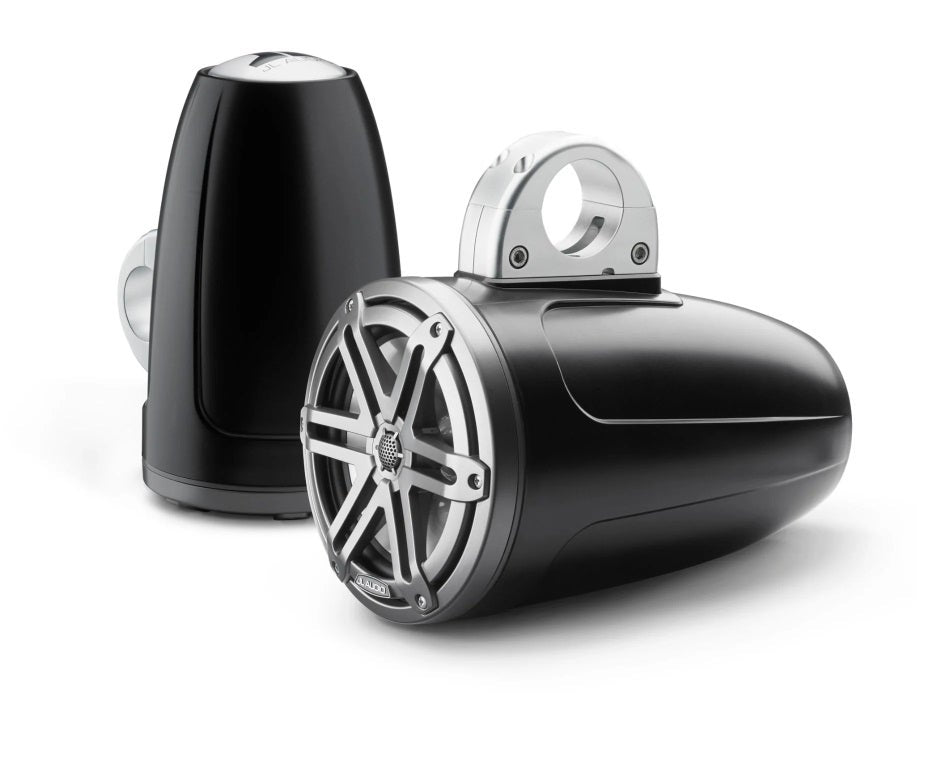 JL Audio 7.7-Inch Enclosed Tower Coaxial System Satin Black Enclosure Gray Sport Grille