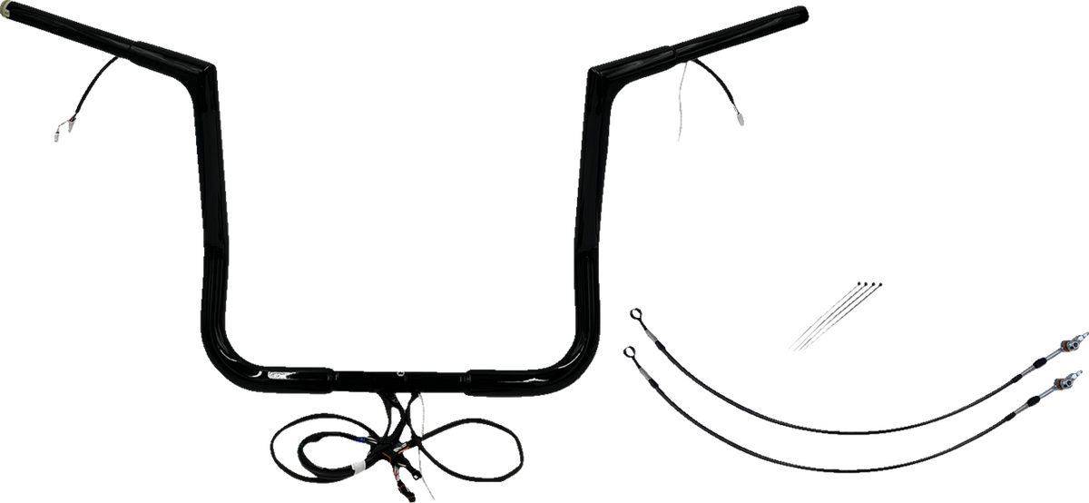 FBI Fat Baggers Wired 1-1/4" Flat Top Handlebar Kits for 14-15 FLHT/FLHX & Trike - Black / 14"
