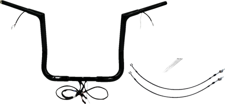 FBI Fat Baggers Wired 1-1/4" Flat Top Handlebar Kits for 14-15 FLHT/FLHX & Trike - Black / 14"