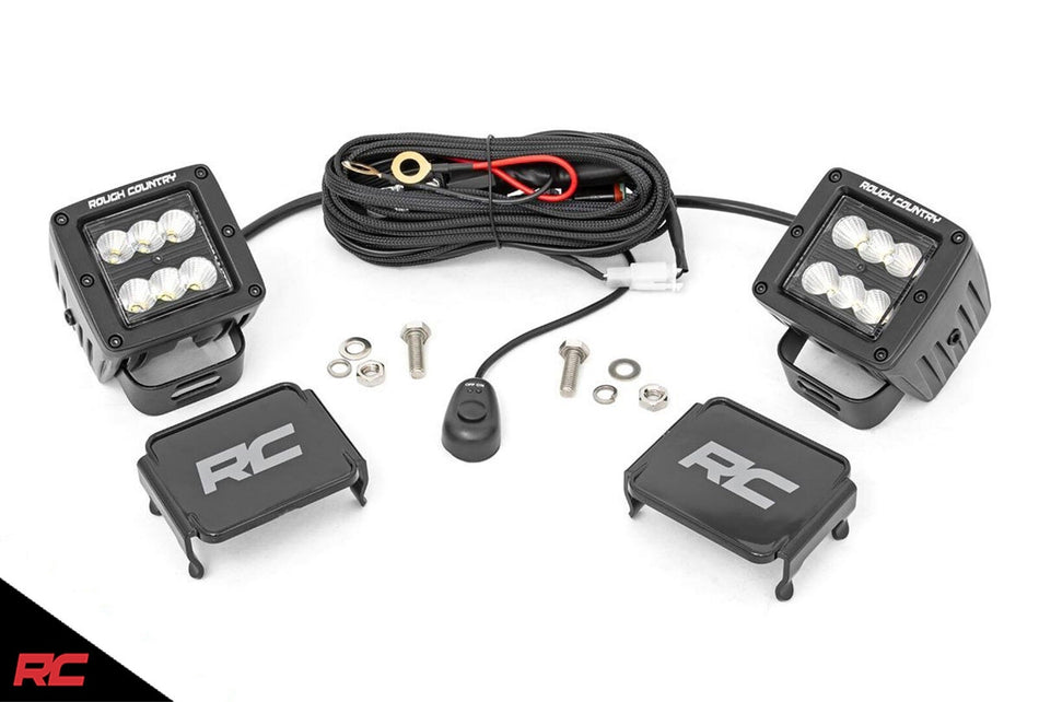 Rough Country 70133BL Black Series 2" Square Cree LED Light Cube Pair Flood Beam
