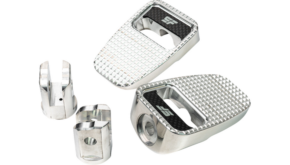 Slyfox Polished Driver Footpegs 4 Harley M8 Softail/ELW Pan Am