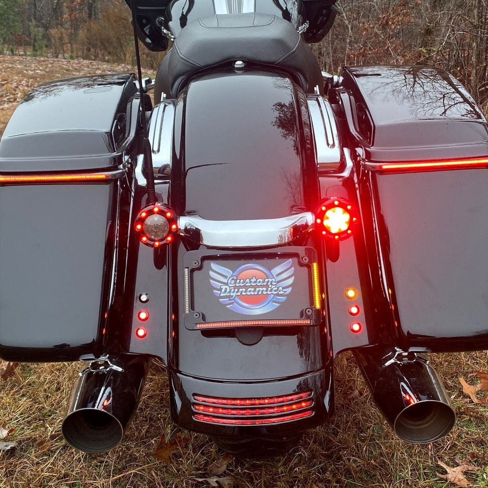 CD LED All-in-1 Signal Radius License Plate Frame 4 Harley FLH/T 14-23