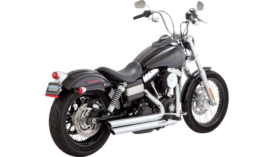 Vance & Hines 17338 Chrome Big Shots Staggered Exhaust for Harley Dyna 06-17