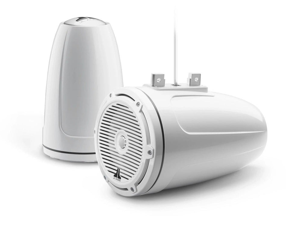 JL Audio 7.7-Inch Enclosed Tower Coaxial System Gloss White Enclosure Classic Grille