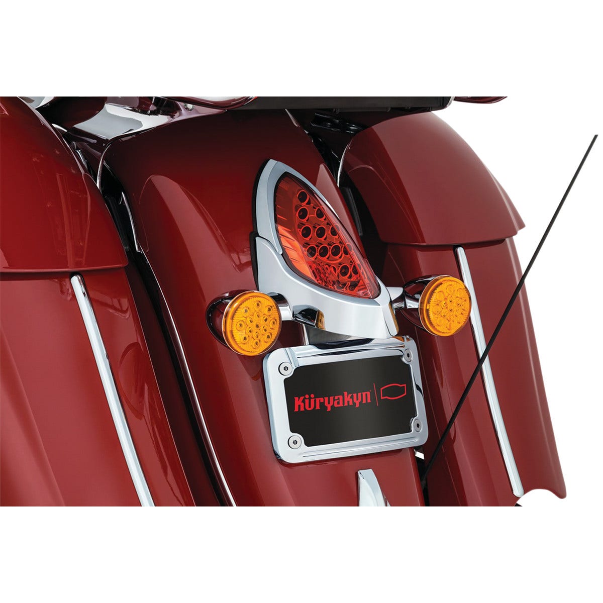 Kuryakyn Chrome LED Curved License Plate Frame w/ Mount for Indian 14-16 5699