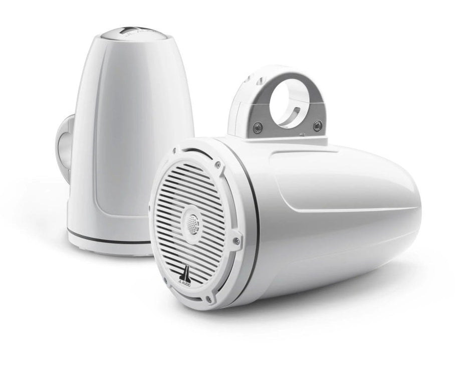 JL Audio 7.7-Inch Enclosed Tower Coaxial System Gloss White Enclosure Classic Grille