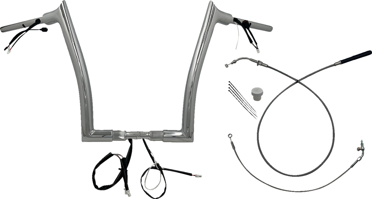 FBI Fat Baggers 1-1/2" EZ Pointed Top Pre-Wired Handlebars for FLTR '23-'26 - Chrome / 14"