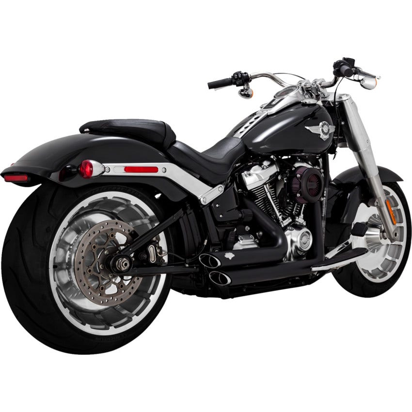 V&H Black Shortshot Staggered PCX Exhaust System Harley 18-22 FXBR/FLFB