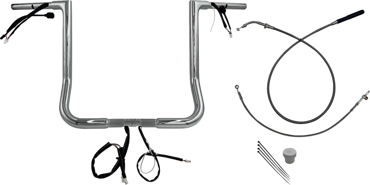 FBI 1-1/4" Flat Top Pre-Wired Handlebars for 24-25 FLHX, 25 FLHXU, 23-25 FLHXSE - Chrome / 16"