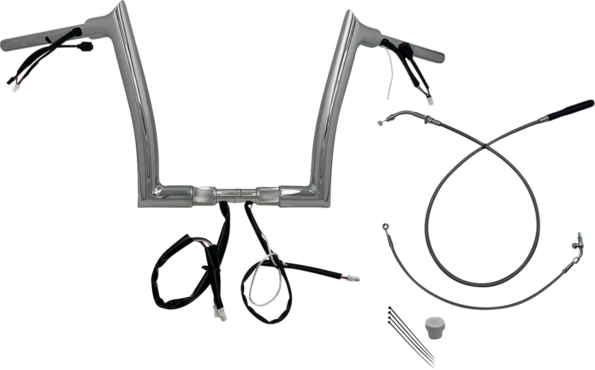 FBI Fat Baggers 1-1/2" EZ Pointed Top Pre-Wired Handlebars for FLTR '23-'26 - Chrome / 12"