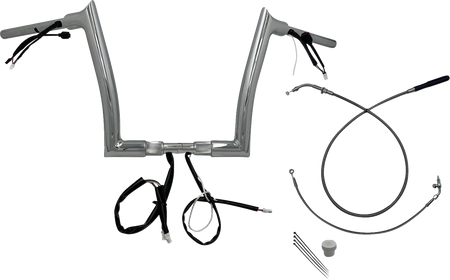 FBI Fat Baggers 1-1/2" EZ Pointed Top Pre-Wired Handlebars for FLTR '23-'26 - Chrome / 12"