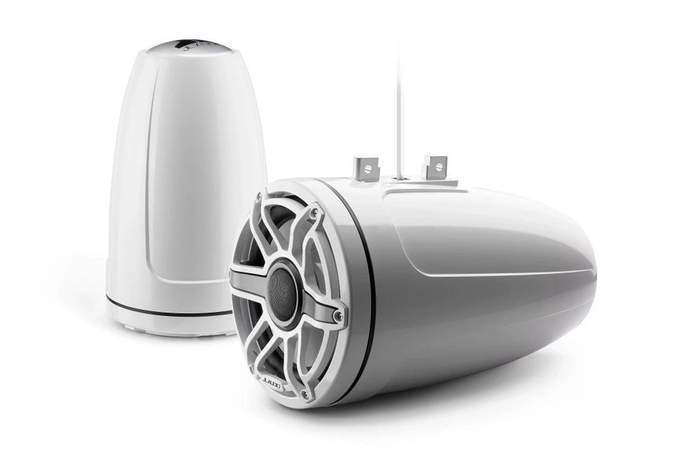 JL Audio 8.8-Inch Enclosed Tower Coaxial System Gloss White Enclosure Trim Short Grille