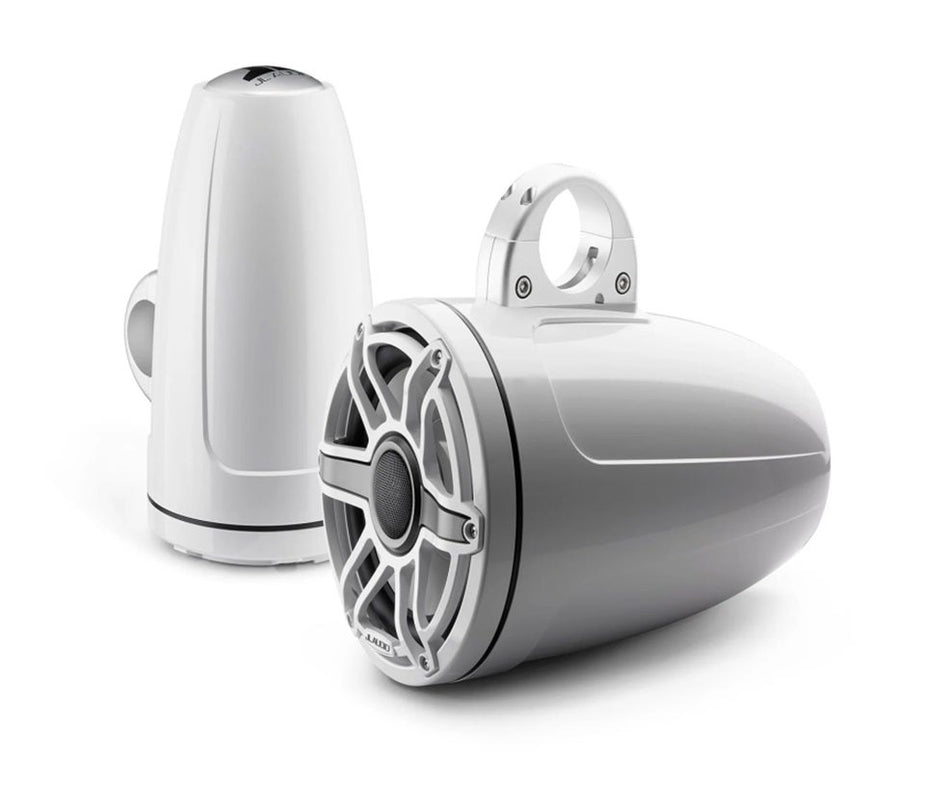 JL Audio 8.8-Inch Enclosed Tower Coaxial System Gloss White Enclosure Trim Short Grille