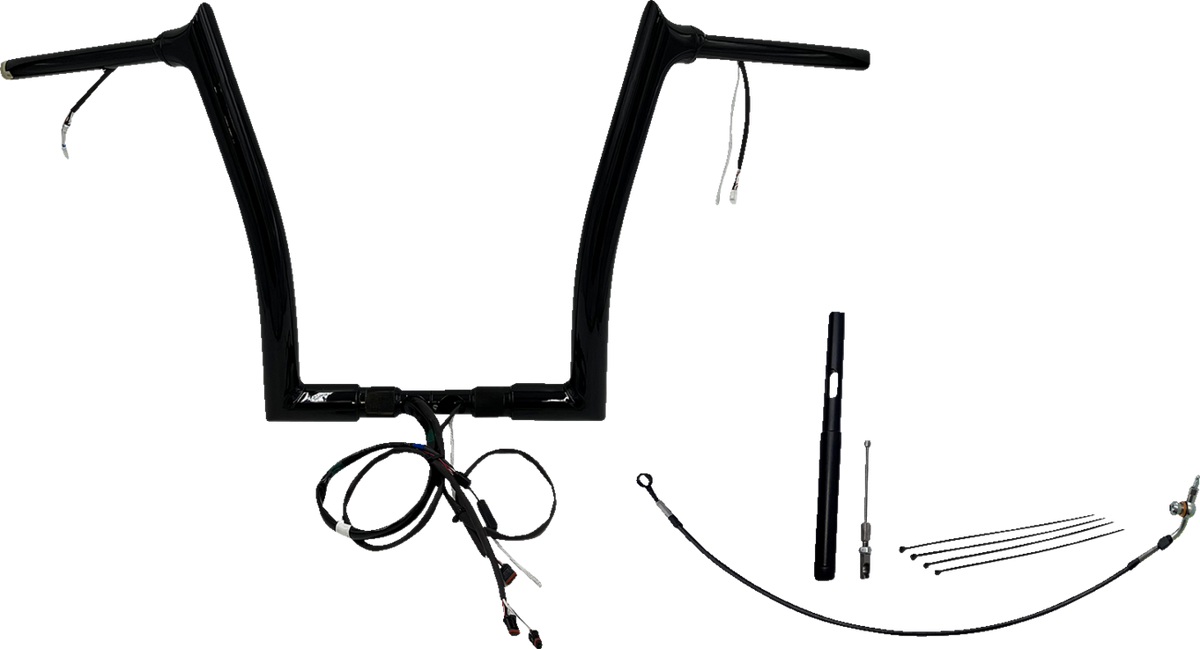 FBI Fat Baggers Wired 1-1/2" Pointed Top Handlebar Kits for FLTR '21-'25 - Black / 14"