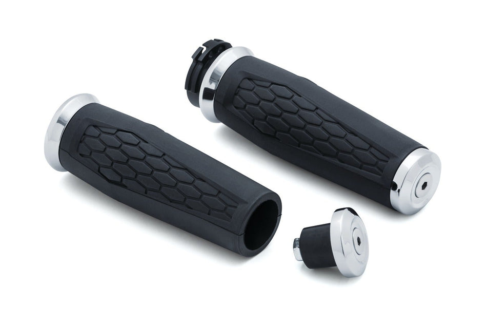 Kuryakyn 5920 Chrome 1" Hex Grips 96-19 Harley Dual Throttle Cable