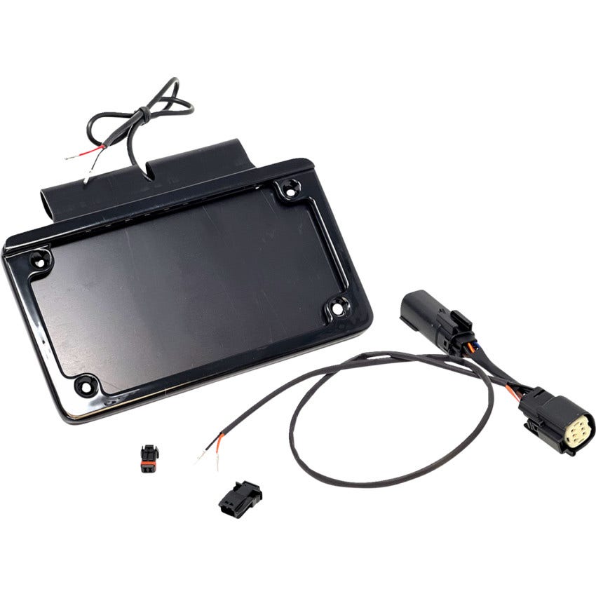 Namz Illuminated Black Frame Saddlebag License Plate Mount Harley 10-13 FLHX