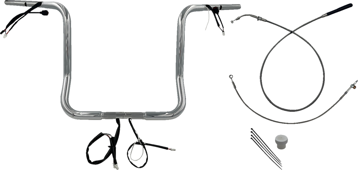 FBI 1-1/4" Round Top Pre-Wired Handlebars for 24-25 FLHX, 25 FLHXU, 23-25 FLHXSE - Chrome / 16"