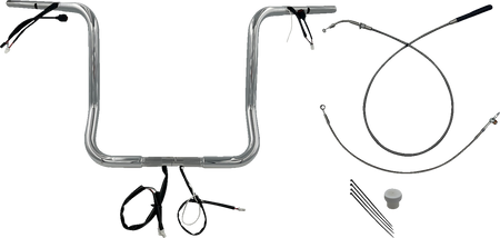 FBI 1-1/4" Round Top Pre-Wired Handlebars for 24-25 FLHX, 25 FLHXU, 23-25 FLHXSE - Chrome / 16"