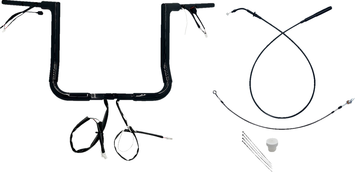 FBI Fat Baggers 1-1/2" EZ Flat Top Pre-Wired Handlebars for FLH/X '23-'26 - Black / 14"