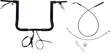 FBI Fat Baggers 1-1/2" EZ Flat Top Pre-Wired Handlebars for FLH/X '23-'26 - Black / 14"