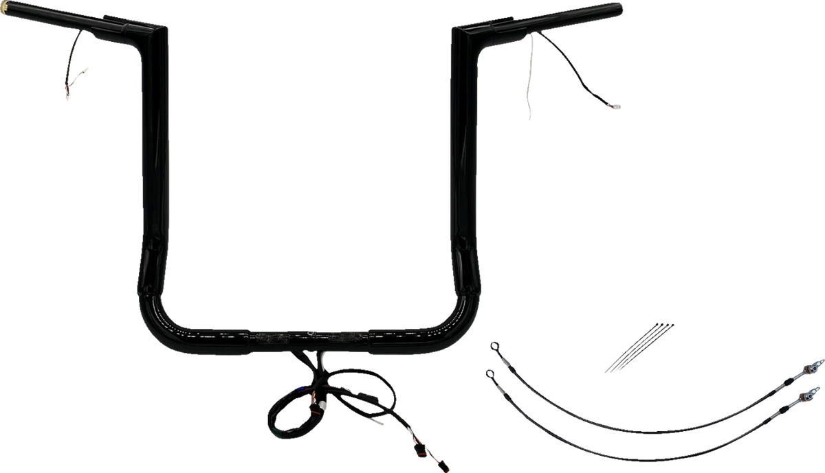 FBI Fat Baggers Wired 1-1/2" Flat Top Handlebar Kits for FLH/X '14-'15 - Black / 16"