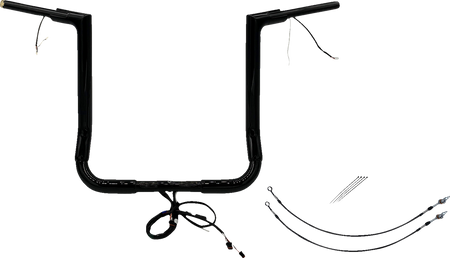 FBI Fat Baggers Wired 1-1/2" Flat Top Handlebar Kits for FLH/X '14-'15 - Black / 16"