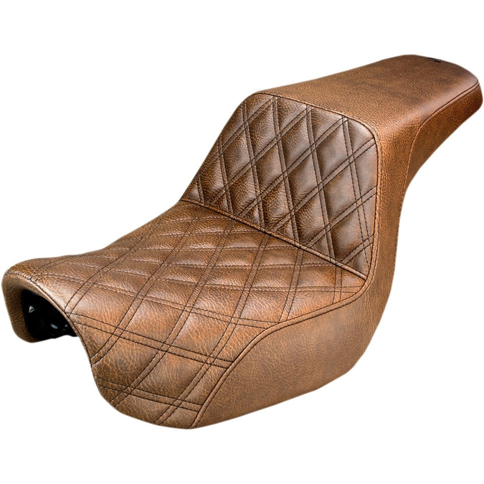 Buy Saddlemen 806-04-172BR Brown Step Up Rear LS Seat 06-17 Harley Dyna FXD FLD FXDWG 0803-0568 08030568 leather gel technology comfort stunts wheelies stunt sons of anarchy dyna from Eastern Performance Cycles. Great prices and free shipping!