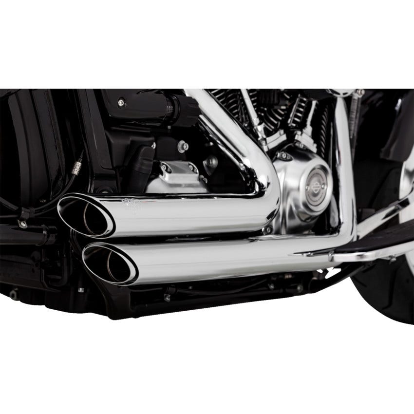 V&H Chrome Shortshot Staggered PCX Exhaust System Harley 18-22 FXBR/FLFB