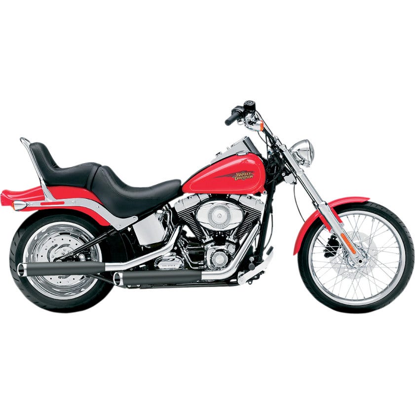 Cobra 6001B Black 3" Slash Cut Slip On Mufflers w/Billet Tip Harley 07-16 FLSTF FXSTD