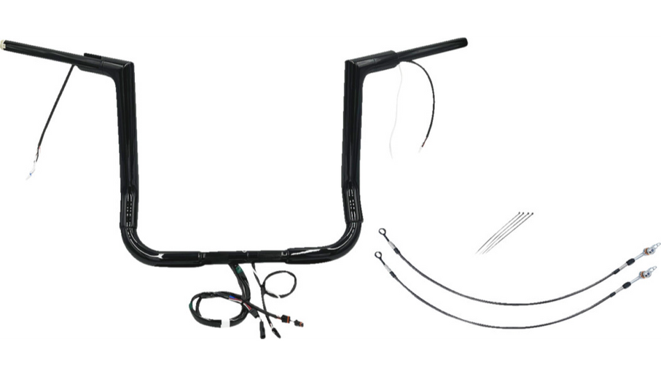 FBI Black 14" Flat Top Plug n Play EZ 1-1/2" Handlebar Kit Harley 14-15 FLH/T