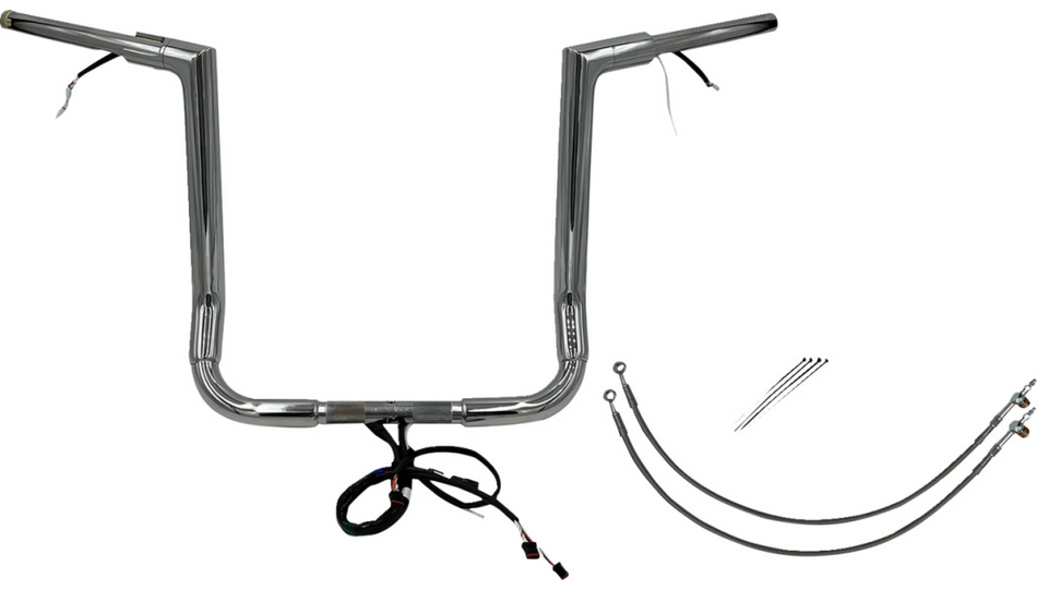 FBI Chrome 16" Flat Top Plug n Play EZ 1-1/2" Handlebar Kit Harley 14-15 FLH/T