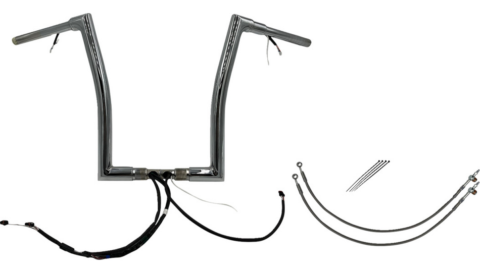 FBI Chrome 16" Flat Top Plug n Play EZ 1-1/2" Handlebar Kit Harley 15 FLTRX/S