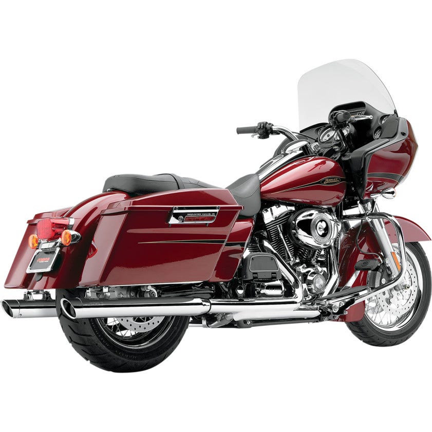 Cobra 6020 Chrome 3" Slash Cut Slip On Mufflers w/ Billet Tips Harley FLH/T 95-16