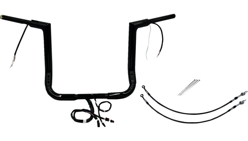 FBI Black 14" Flat Top Plug n Play EZ 1-1/2" Handlebar Kit Harley 16-20 FLH/T