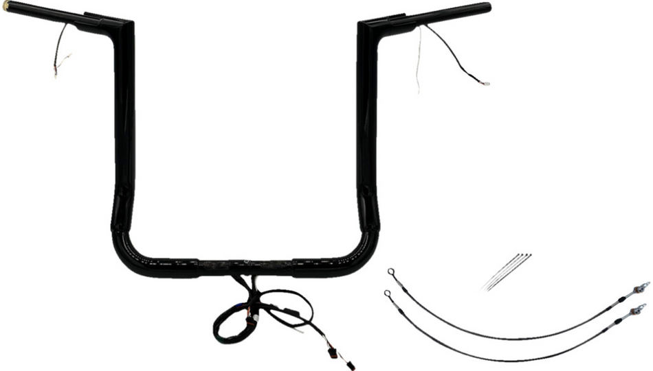 FBI Black 16" Flat Top Plug n Play EZ 1-1/2" Handlebar Kit Harley 16-20 FLH/T