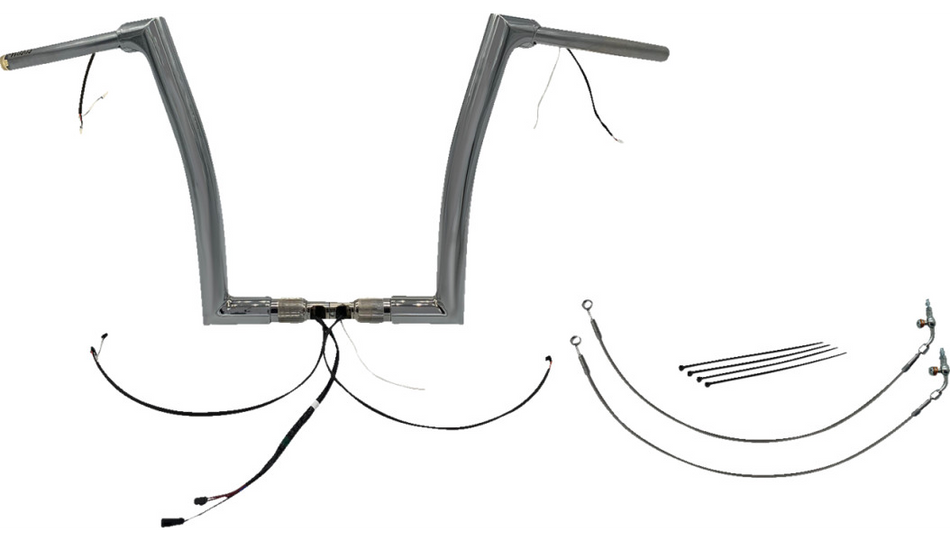 FBI Chrome 14" Flat Top Plug n Play EZ 1-1/2" Handlebar Kit Harley 16-20 FLTRX/S