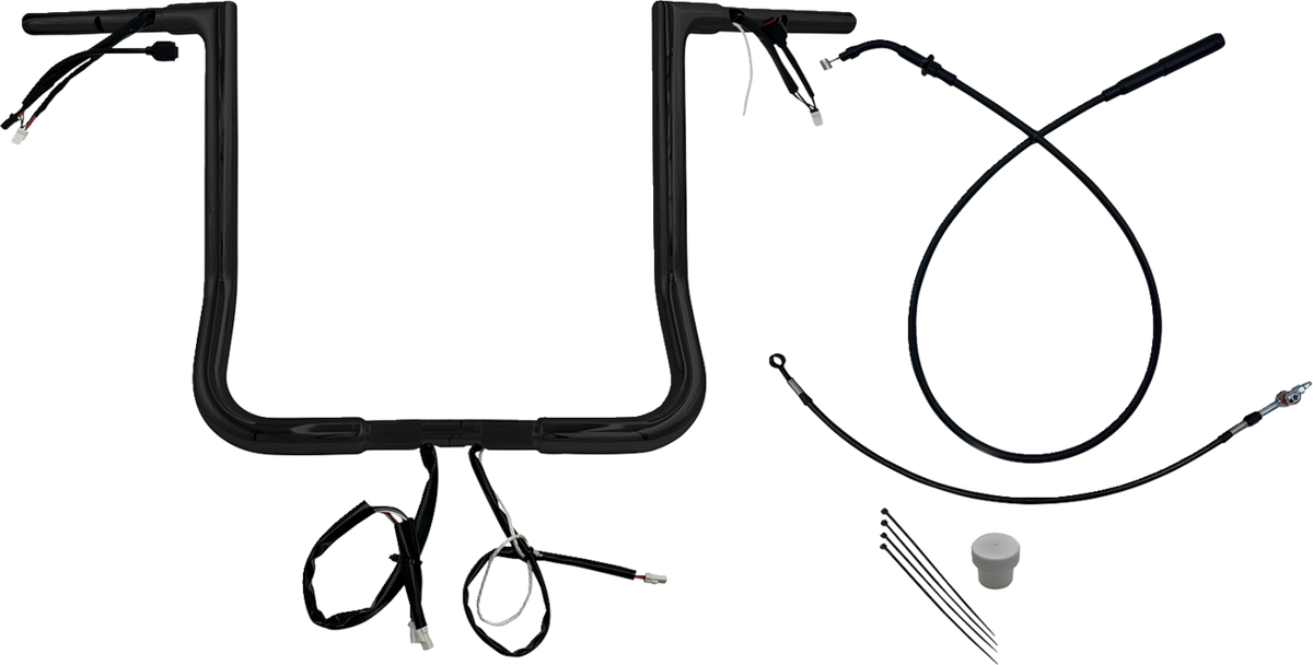 FBI 1-1/4" Flat Top Pre-Wired Handlebars for 24-25 FLHX, 25 FLHXU, 23-25 FLHXSE - Black / 16"