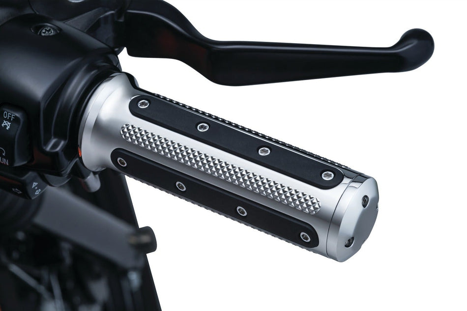 Kuryakyn Chrome Heavy Industries Hand Grips for Harley w/ Cable Throttle