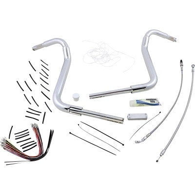 FBI Fat Baggers 1-1/2 Chrome 16" EZ Install Rounded Top Handlebar Cable PKG FLH 08-13