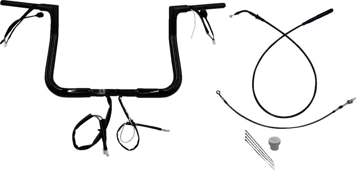 FBI 1-1/4" Flat Top Pre-Wired Handlebars for 24-25 FLHX, 25 FLHXU, 23-25 FLHXSE - Black / 11"