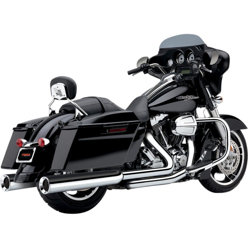 Cobra 6215 Chrome Power Flo 4.5" Slip On Mufflers Harley Touring FLH/T 95-16