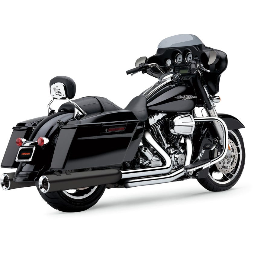 Cobra 6215RB Black Power Flo 4.5" Slip On Mufflers Harley Touring FLH/T 95-16