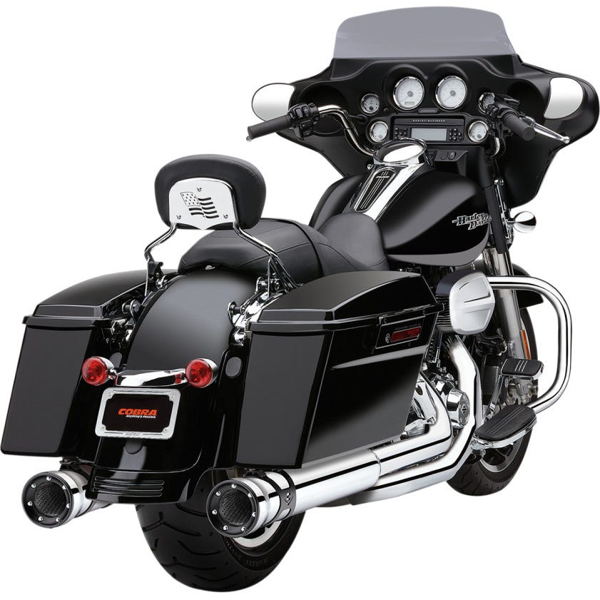Cobra 6218 Chrome 4.5" Race Pro Slip On Mufflers for Harley Touring FLH/T 95-16