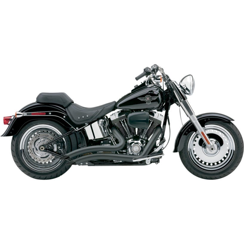 Cobra 6225B Speedster Short Swept Black PowerPort 2:2 Exhaust Harley Softail 12-16