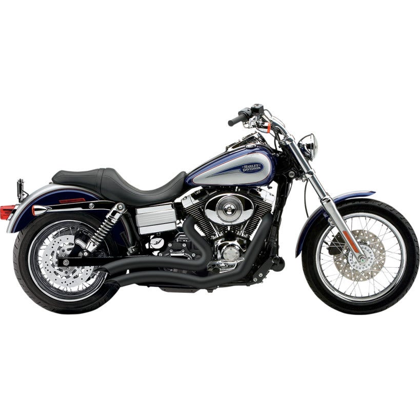 Cobra 6227B Speedster Short Swept Black PowerPort 2:2 Exhaust Harley Dyna 06-11