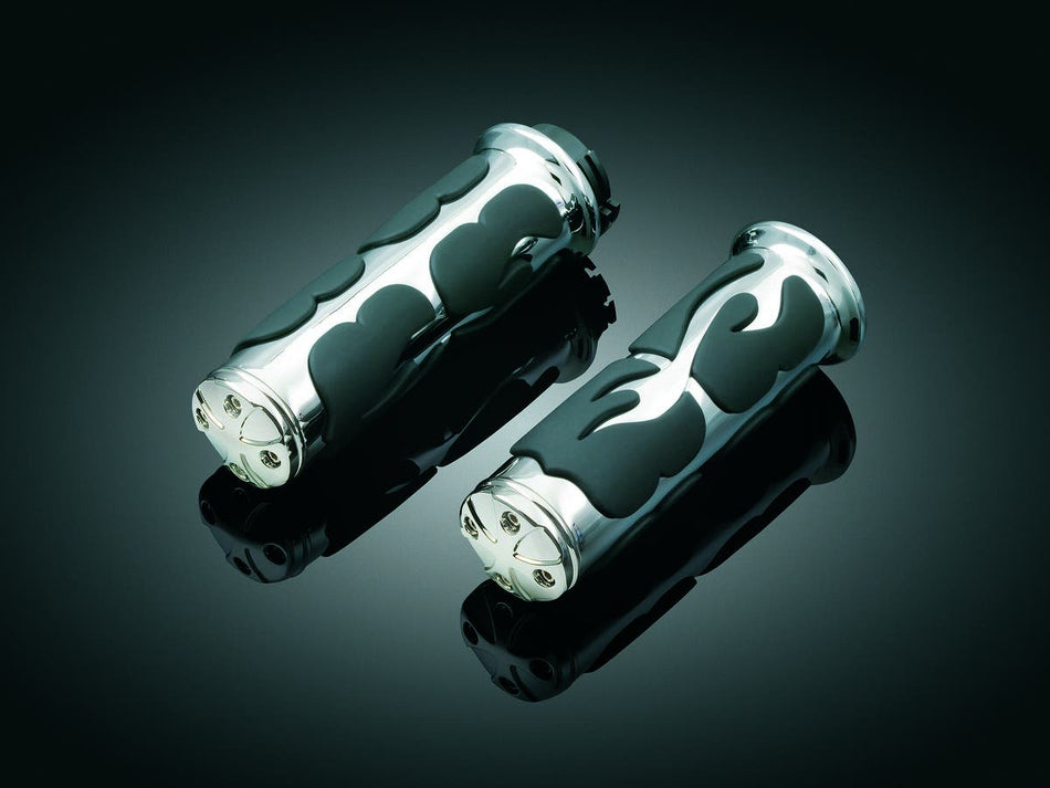 Kuryakyn Chrome ISO-Flame Grips for 1" Handlebars Universal Honda Suzuki