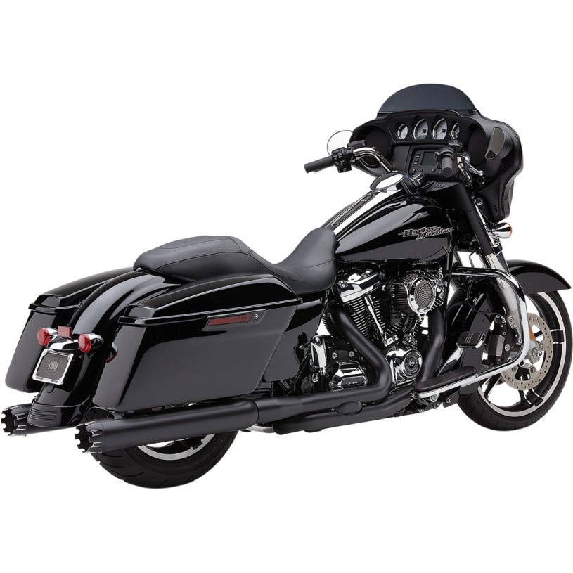 Cobra 4" 6266RB Round NH Series Black Dual Cut Slip On Mufflers Harley FLH 99-16